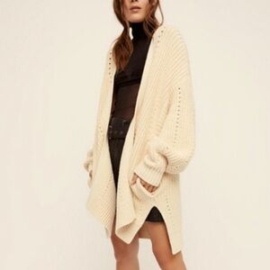 Free People Cream Oversized Cardigan